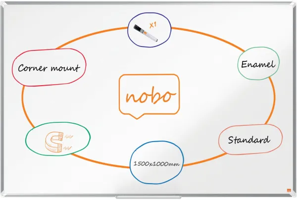 Nobo Premium Plus enamelled whiteboard 150x100cm white